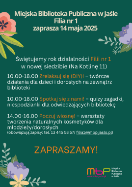 Świętujemy rok działalności Filii nr 1 w nowej lokalizacji (Na Kotlinę 11)!