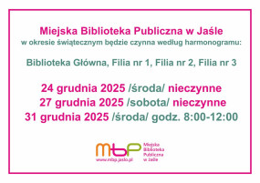 Godziny pracy Biblioteki w okresie świątecznym