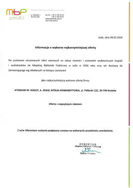 Informacja o wyborze najkorzystniejszej oferty