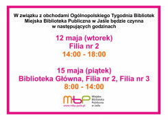 Godziny otwarcia w Ogólnopolskim Tygodniu Bibliotek